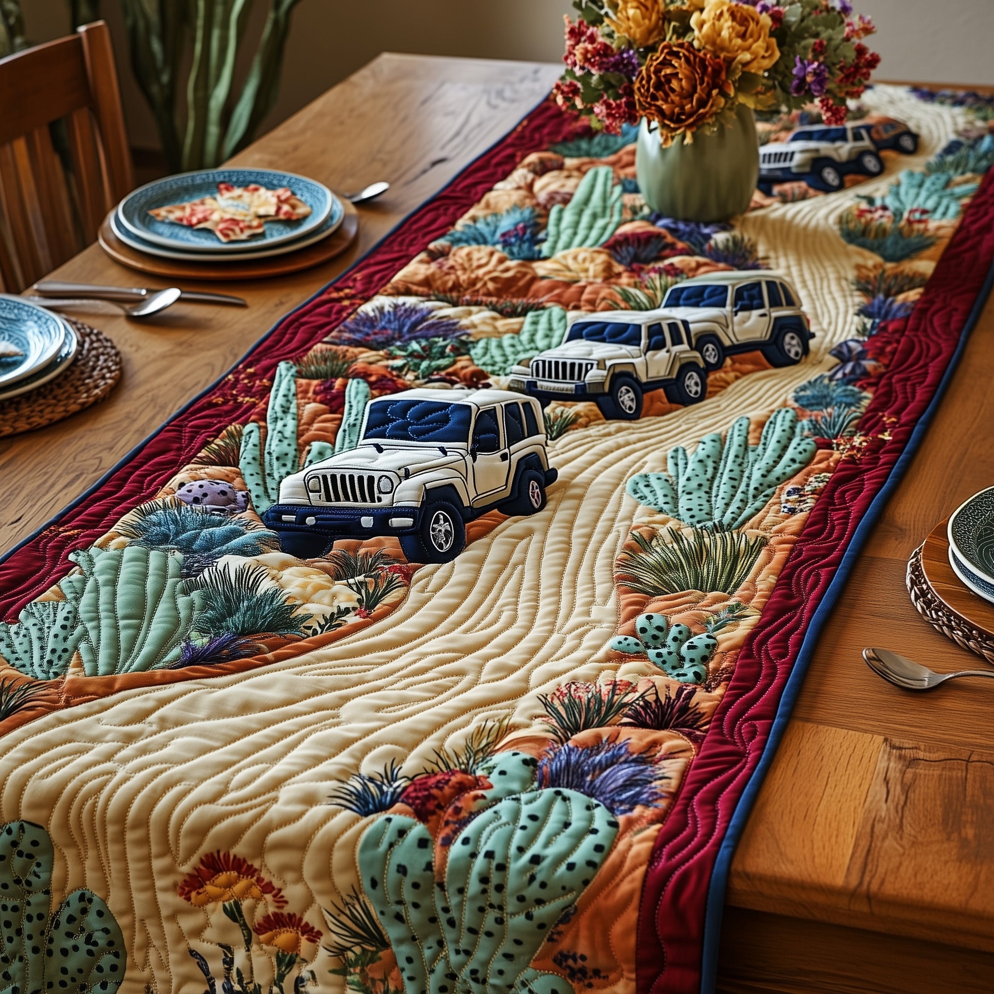 Offroad Legends Quilted Table Runner Festive Table Runner for Dining Table
