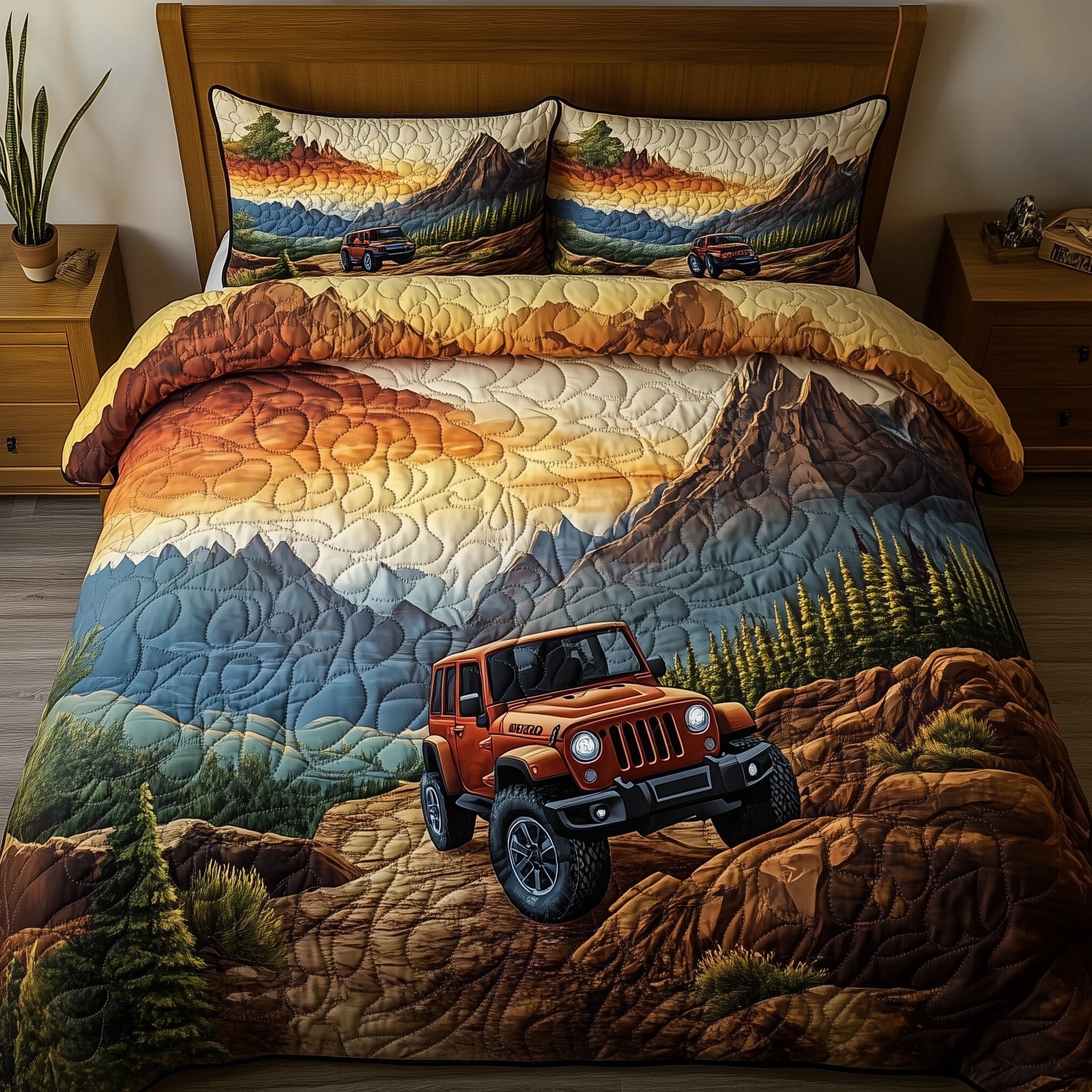 OffRoad Royalty Quilted Bedding Set Duvet Cover Merchandise Cool Gifts For Jeep Owners