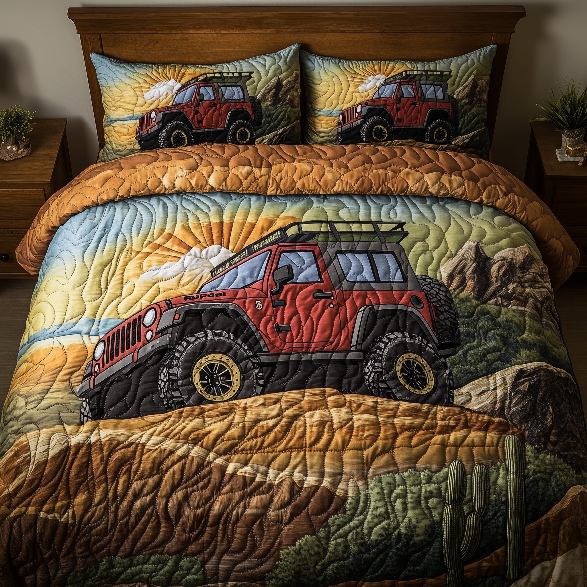 OffRoad Royalty Quilted Bedding Set Duvet Cover Merchandise Presents For Jeep Owners