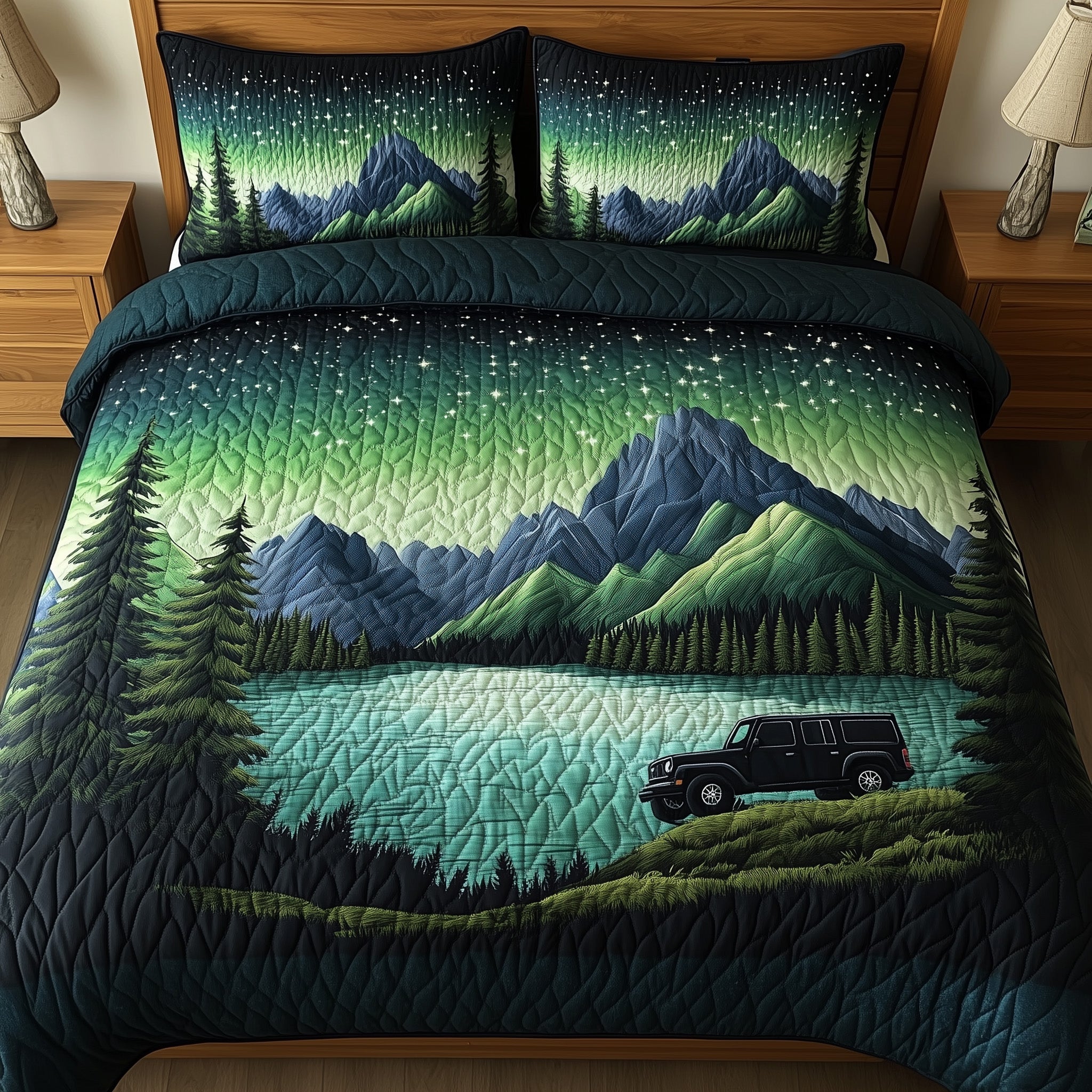 Offroad Under Lights Quilted Bedding Set Duvet Cover Merchandise Gifts For New Jeep Owners