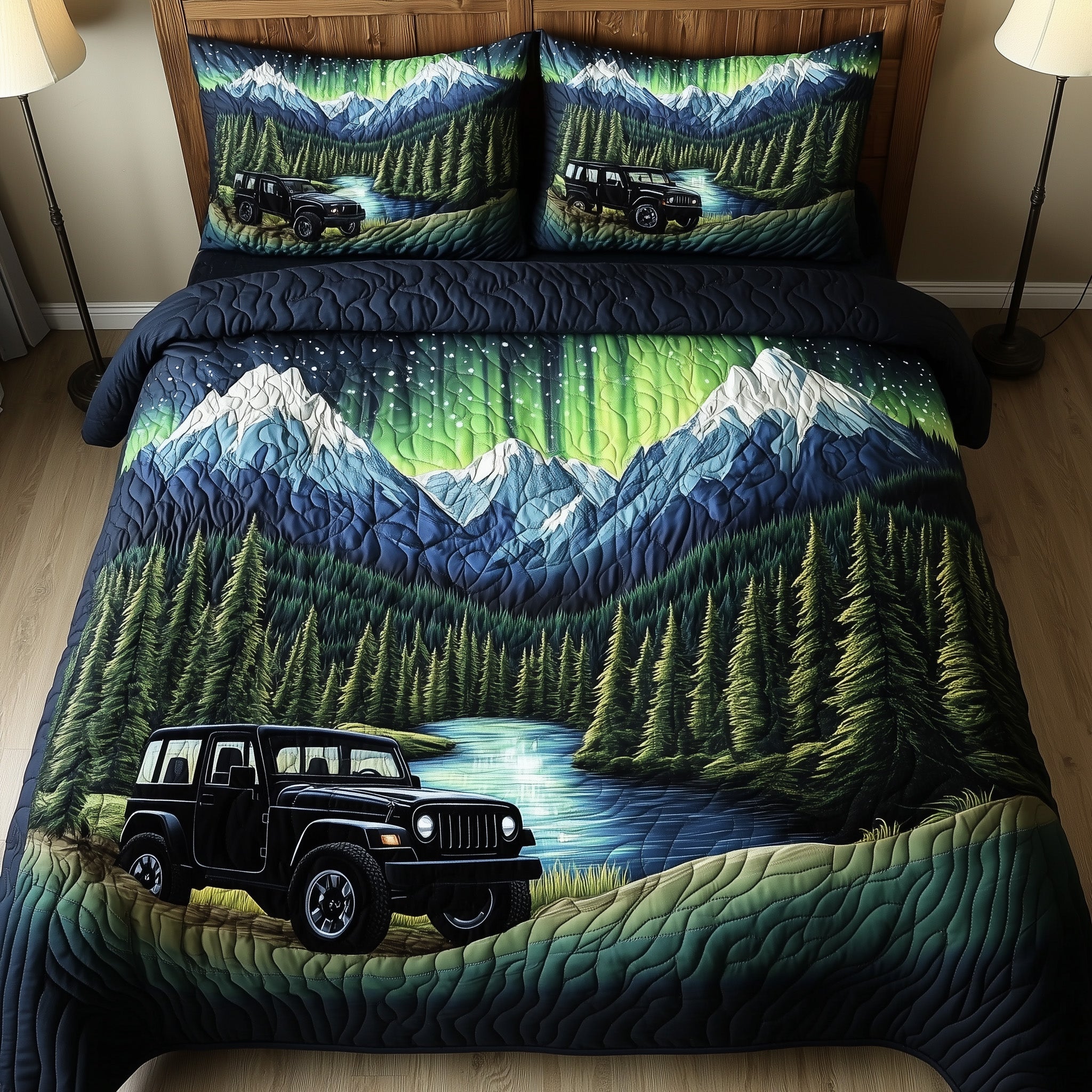 Offroad Under Lights Quilted Bedding Set Duvet Cover Merchandise Unique Gifts For Jeep Owners