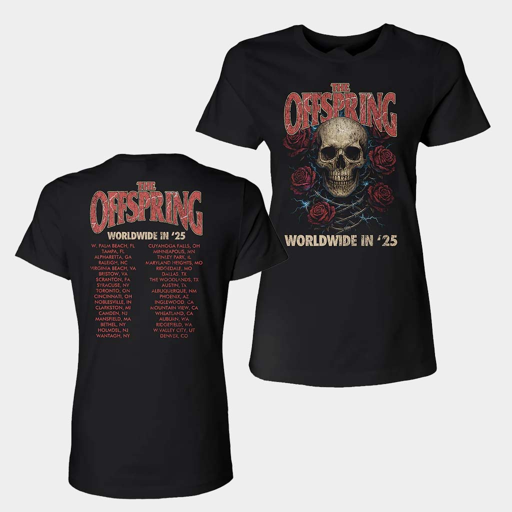 Offspring Merch Rose Skull 2026 Tour T-Shirt The Offspring Shirt Gifts For Rock Band Fans