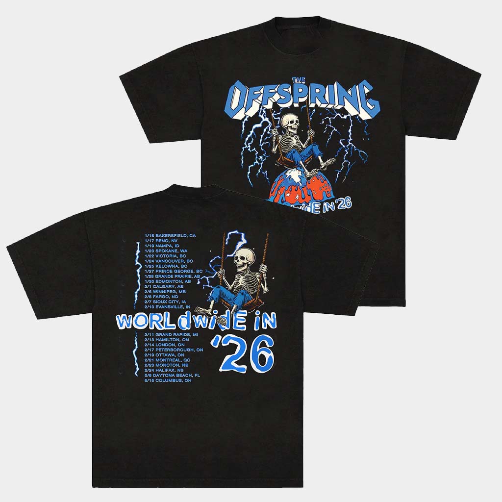 Offspring Merch Swinging Skeleton 2026 Tour T-Shirt The Offspring Shirt Gifts For Rock Band Fans