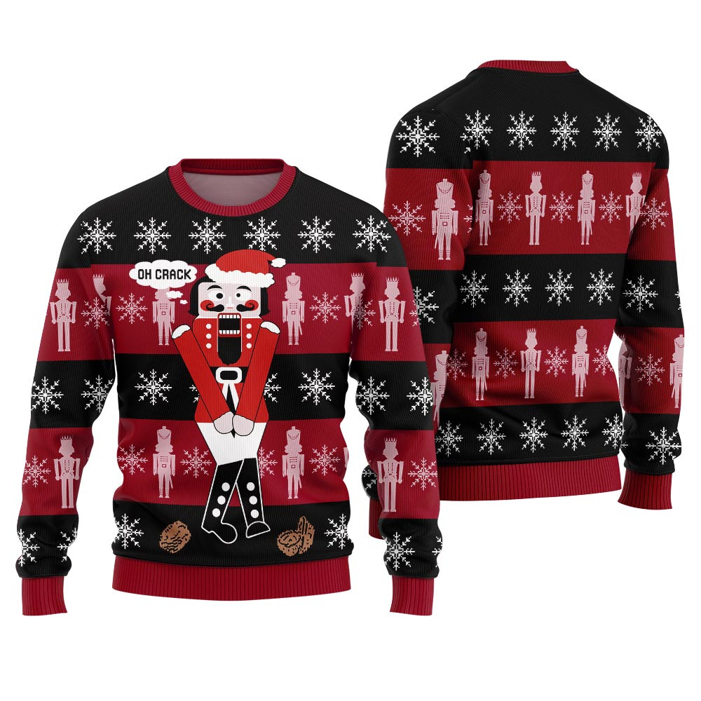 Oh Crack Nutcracker Ugly Christmas Sweater Warm and Comfy Sweater for Winter Days