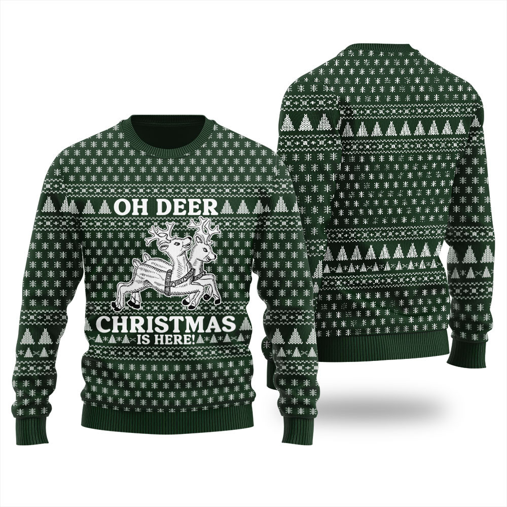 Oh Deer Christmas Is Here Ugly Sweater Lovely Merch Gift for Cozy Winter Nights