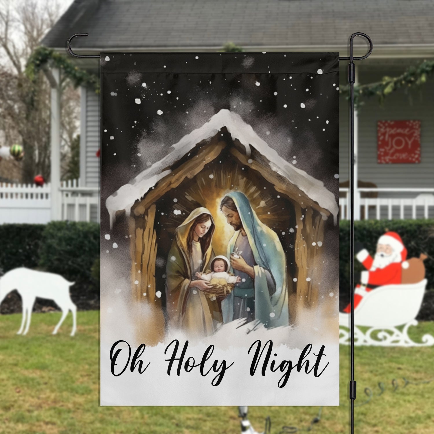 Oh Holy Night Christmas Garden Flag A Celebration Of God's Love Xmas Home Decor Christmas Gift