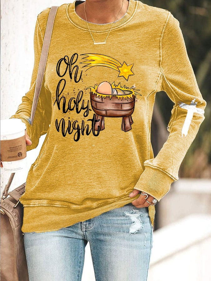 Oh Holy Night Faith Sweatshirt Christian Themed Christmas Apparel Gifts For Women