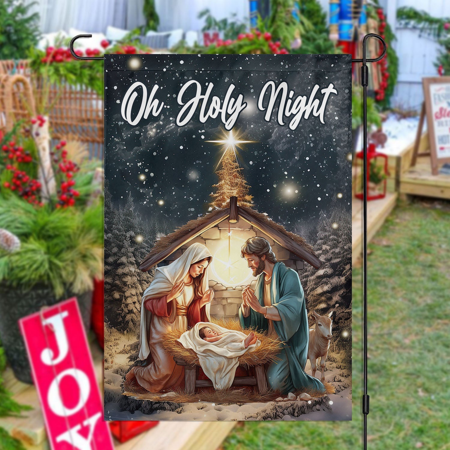 Oh Holy Night Flag A Celebration Of Gods Christmas Nativity Xmas Garden Flag Gift Ideas