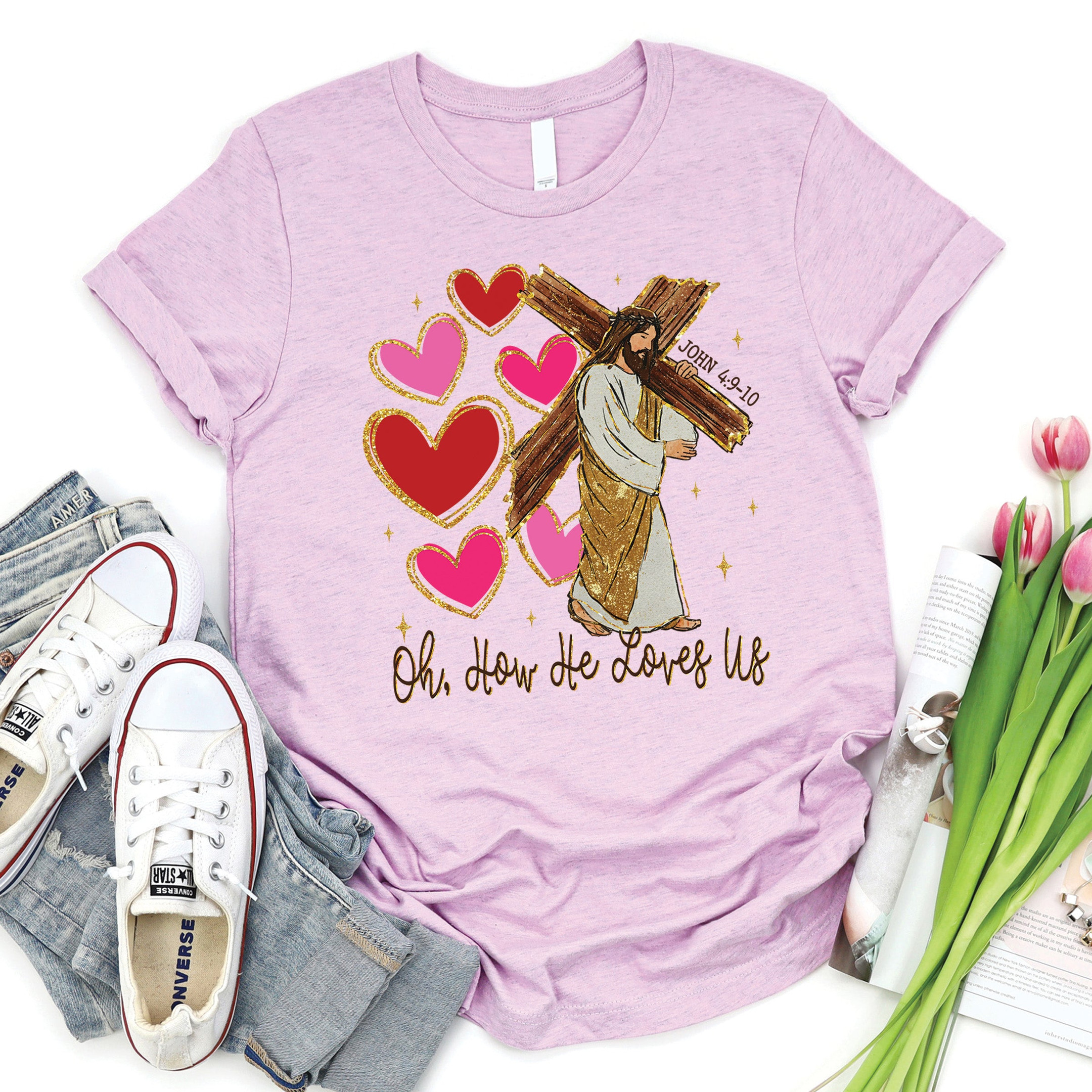 Oh How He Loves Us Christian Faith Shirt Religious Gifts Inspirational Apparel Tee