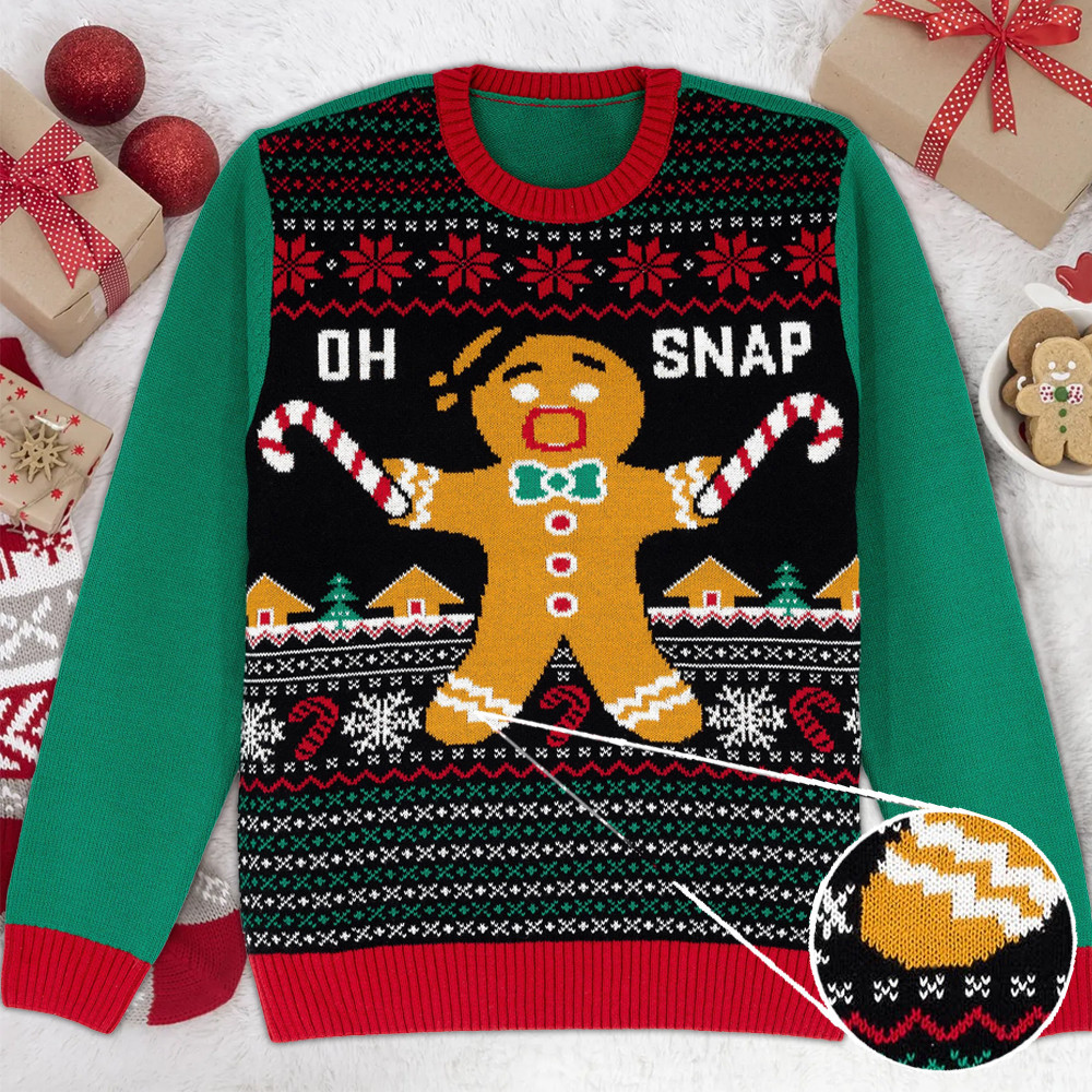 Oh Snap Gingerbread Ugly Sweater Funny Christmas Sweater Gift