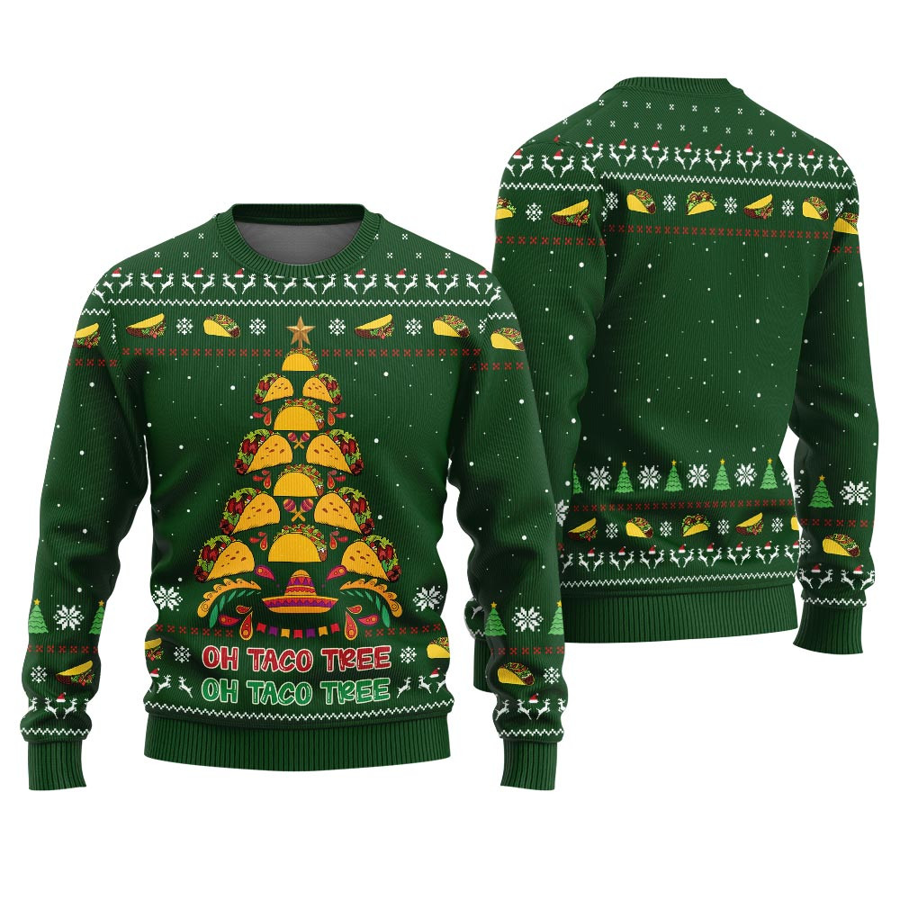 Oh Taco Tree Ugly Christmas Sweater Best Christmas Merch Gift for Family and Friends