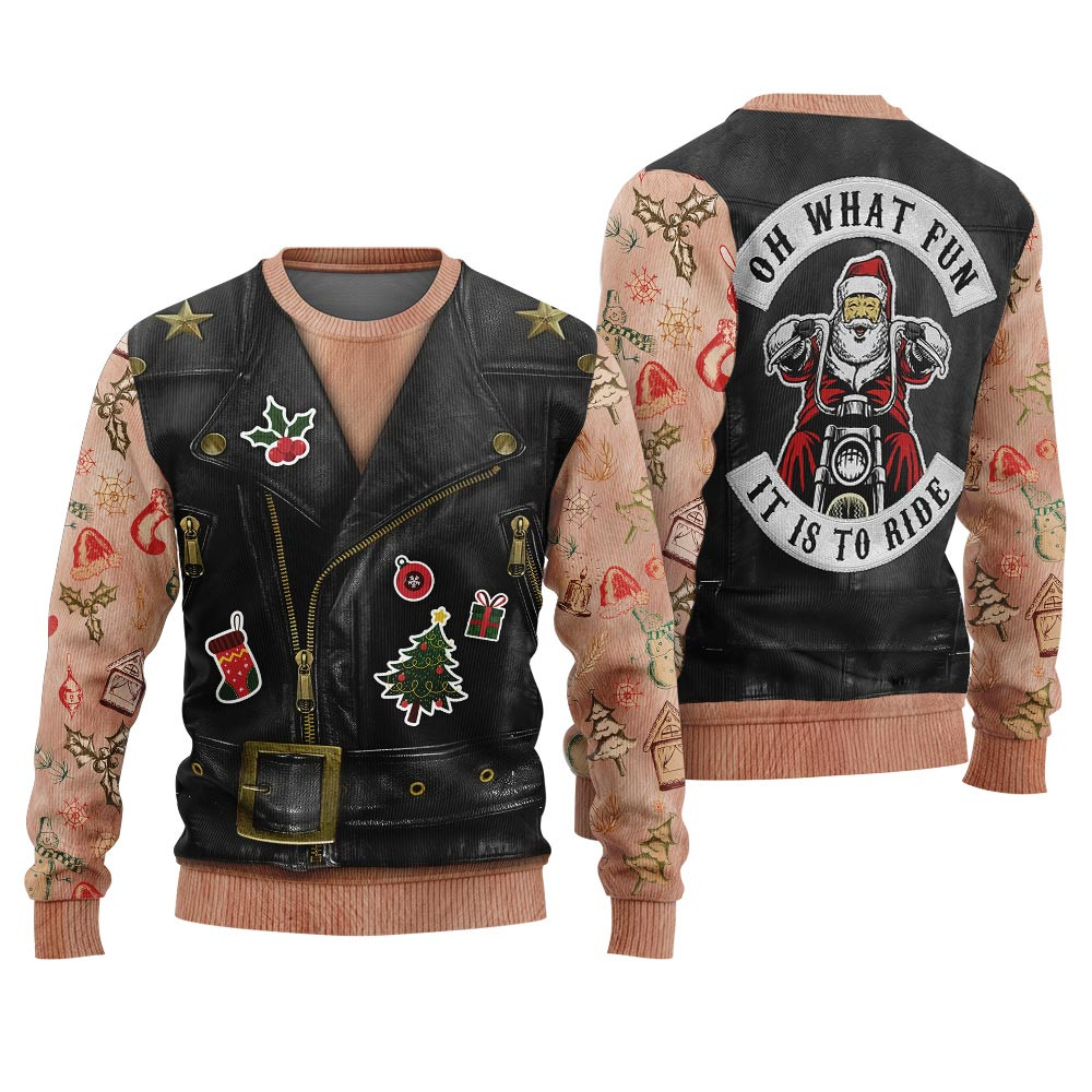 Oh What Fun It Is To Ride Santa Jacket Costume Ugly Sweater Cute Holiday Sweatshirt to Spread Joy