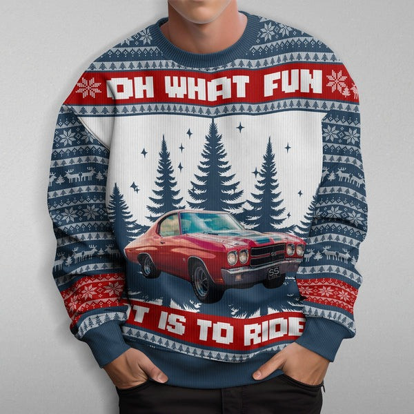 Oh What Fun Sweater It Is To Ride Car Photo Graphic Clothing Xmas Gifts For Men