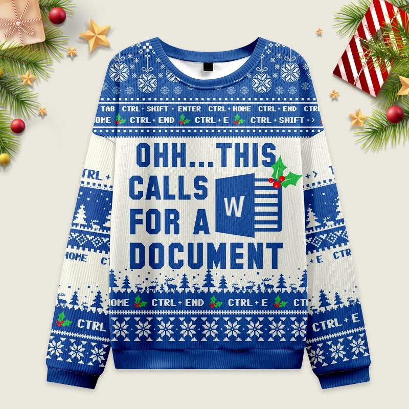 Ohh This Calls For A Document Christmas Ugly Sweater World Group Funny Xmas Clothing Gifts