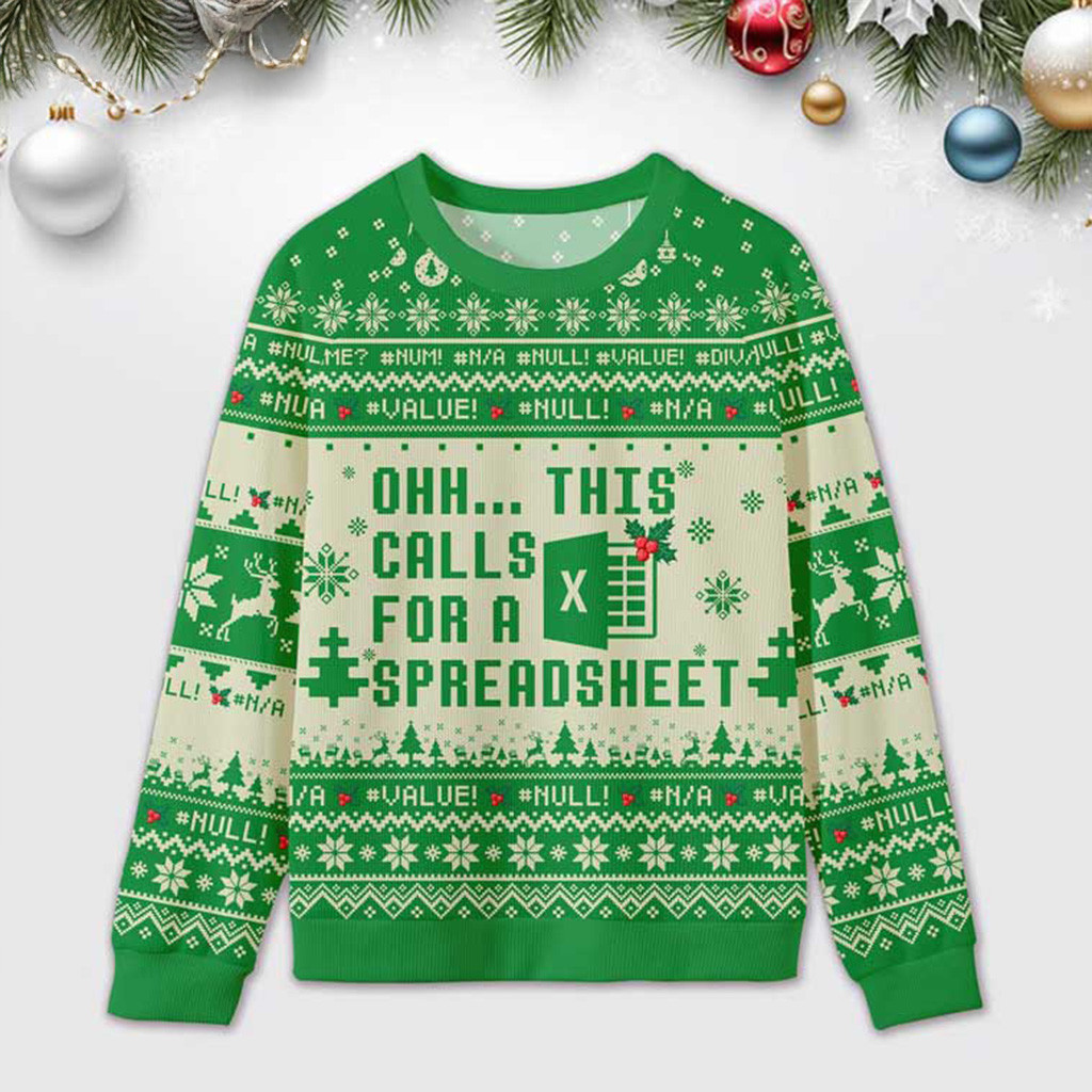 Ohh This Calls For A Spreadsheet Ugly Christmas Sweater Funny Office Sweater Gifts For Xmas
