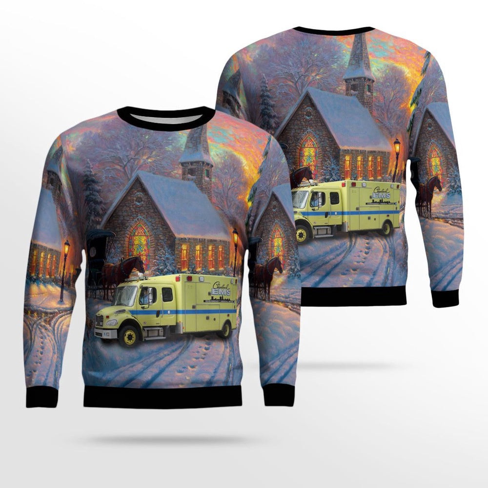 Ohio Cleveland EMS AOP Ugly Sweater Christmas Unisex Sweaters Gift For Christmas