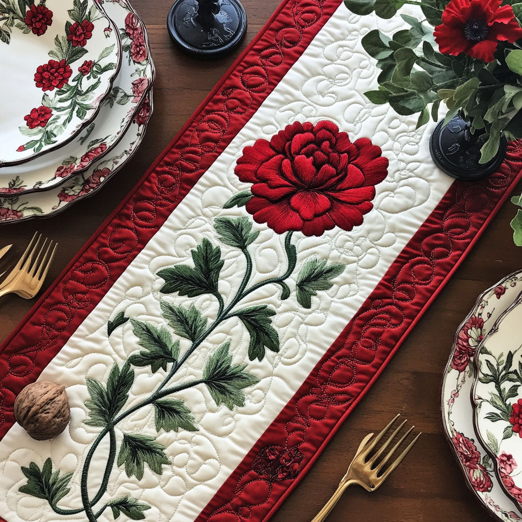 Ohio Scarlet Bloom Quilted Table Runner Kitchen Table Decor Birthday Gifts For Friends