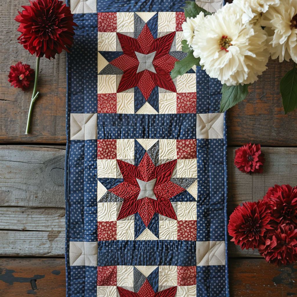 Ohio Star Patchwork Quilted Table Runner Kitchen Table Decor Ideas Gift For Coworker