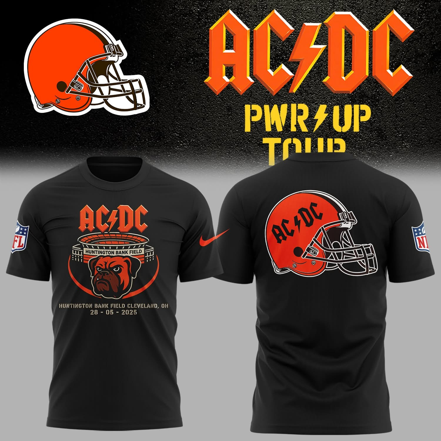 Ohio State AC'DC Power PWR Up Tour 2025 T-Shirt Huntington Bank Field OH 2025 Fan Merch