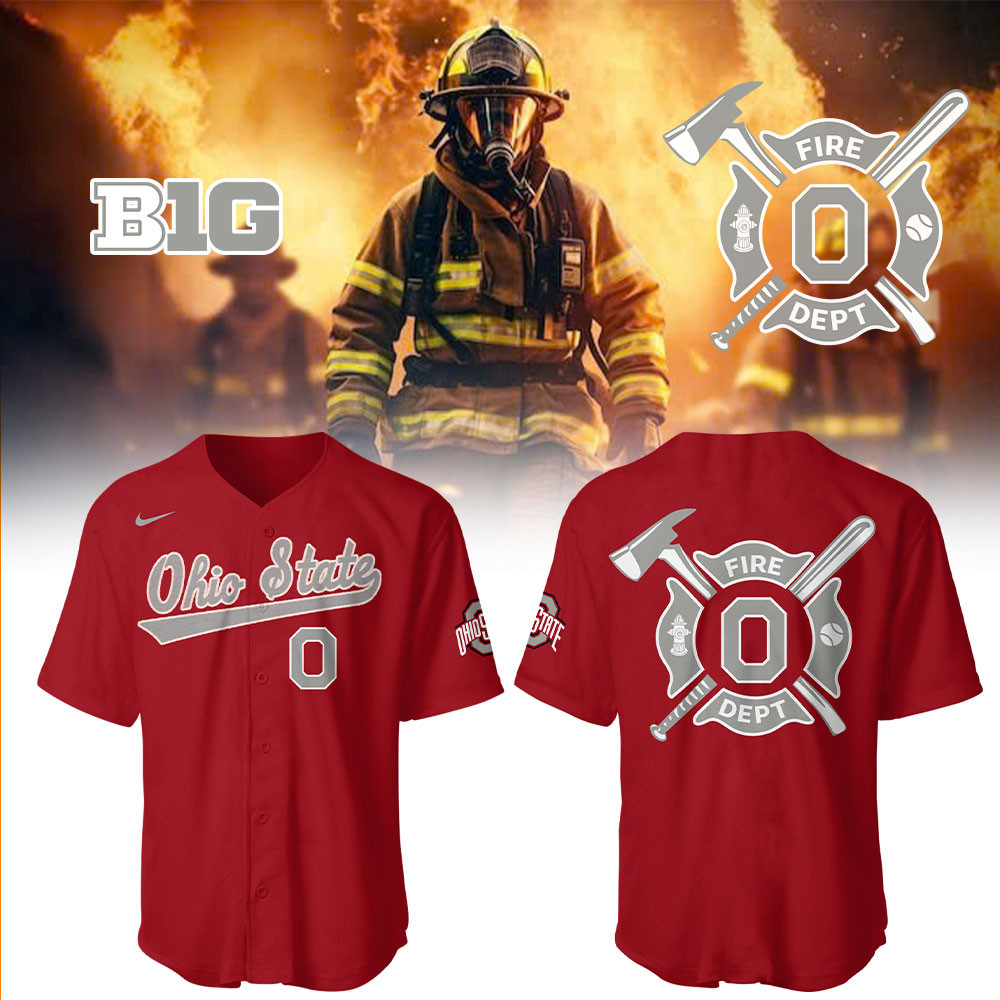Ohio State Baseball x Firefighter Appreciation Night Jersey Baseball Mom Gifts