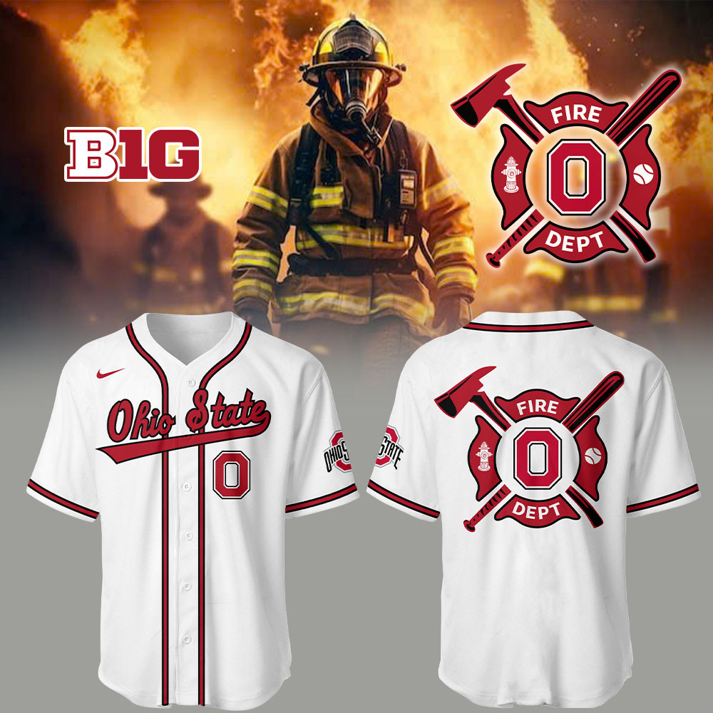 Ohio State Baseball x Firefighter Appreciation Night Jersey Gifts For Baseball Players