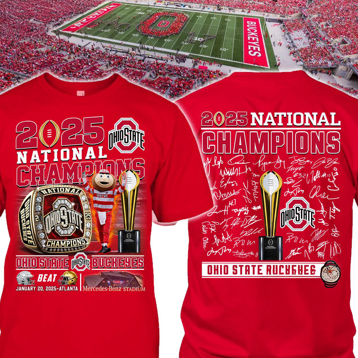 Ohio State Buckeyes Champions 2025 T-Shirt Gifts For Football Fan