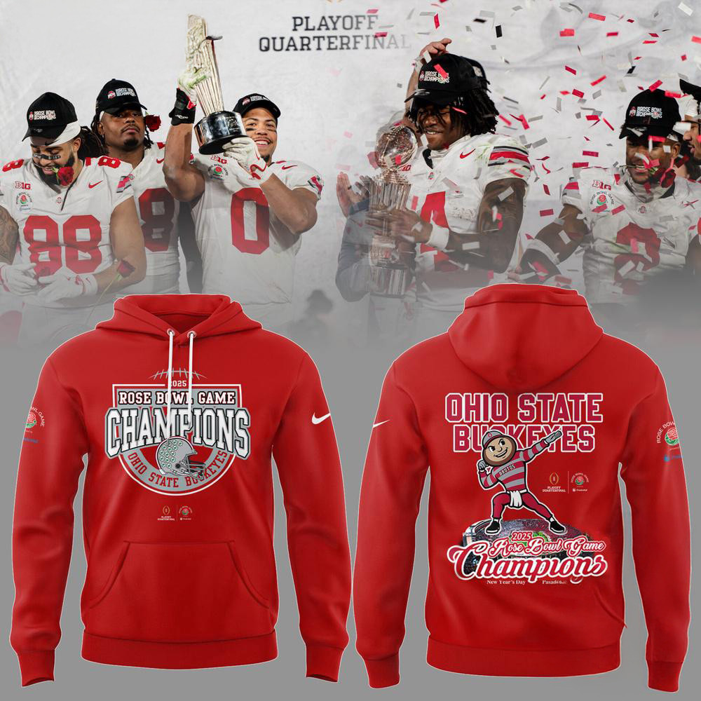 Ohio State Buckeyes Football 2025 Rose Bowl Champions Red Hoodie Gifts For Football Fan