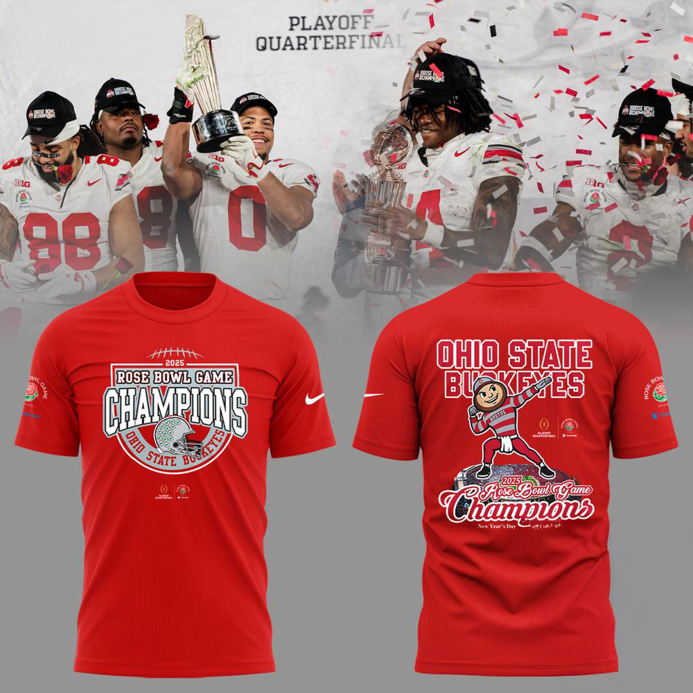 Ohio State Buckeyes Football 2025 Rose Bowl Champions Red Shirt Gifts For Football Fan