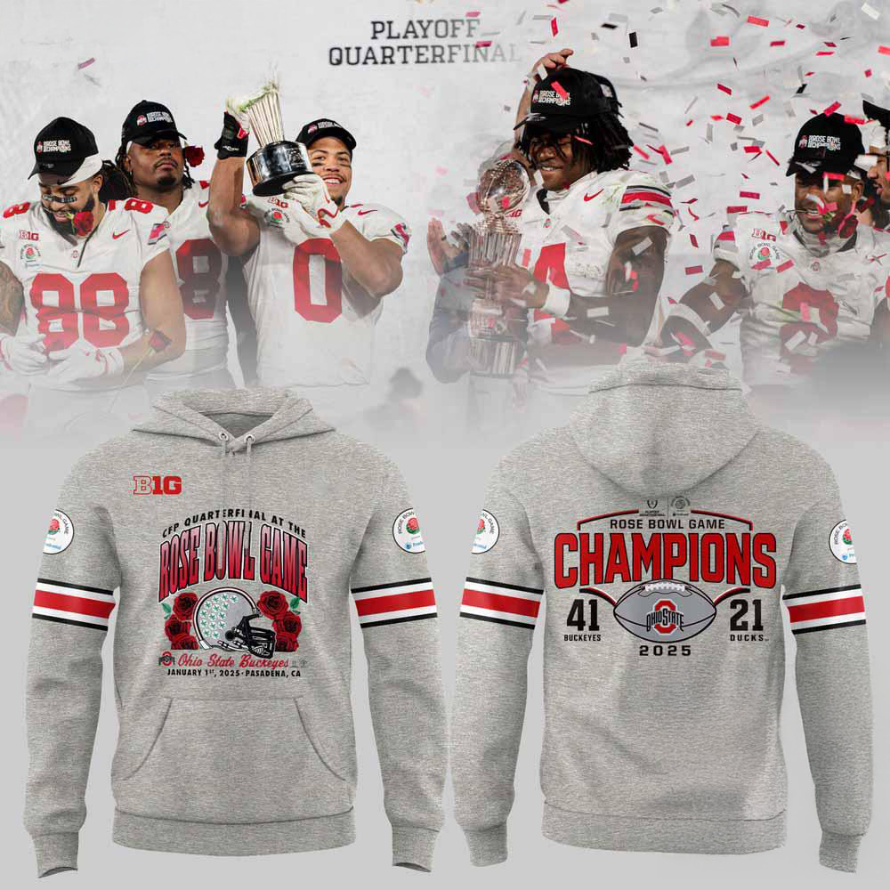 Ohio State Buckeyes Football Limited 2025 Rose Bowl Champions Hoodie Football Fan Gift Ideas