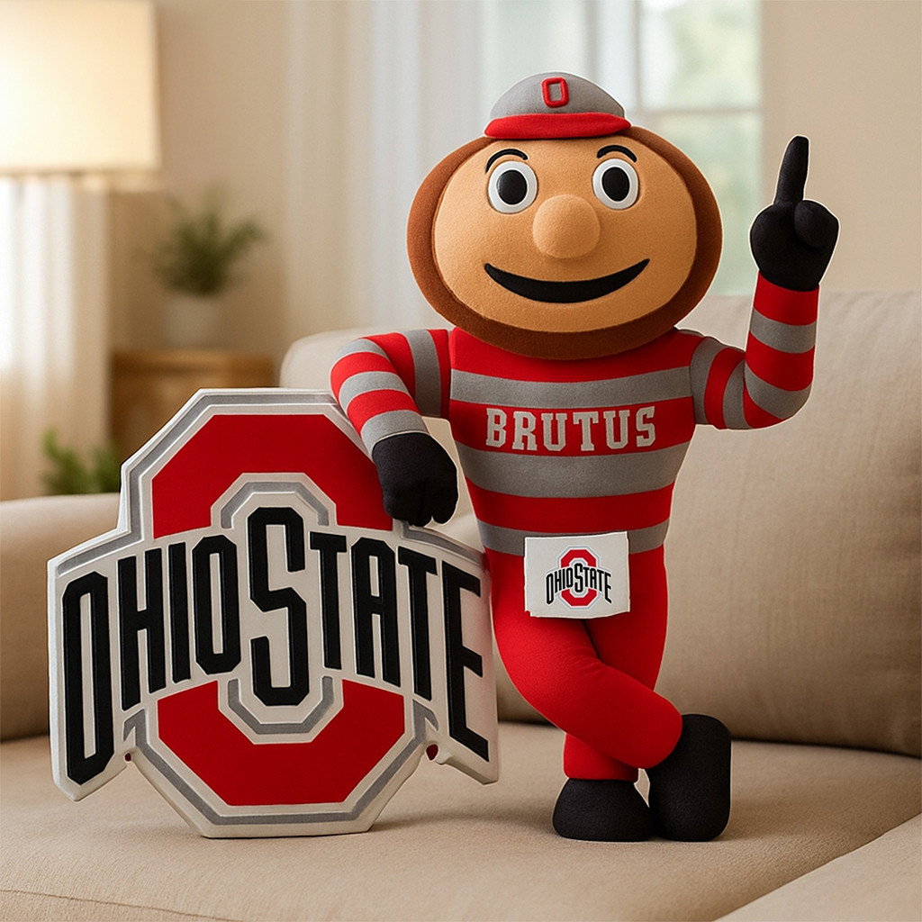 Ohio State Buckeyes Mascot Brutus Buckeye Plush Pillow Buckeyes Merch Football Fan Gift Ideas Ohio State Buckeyes Mascot Brutus Buckeye Plush Pillow Buckeyes Merch Football Fan Gift Ideas