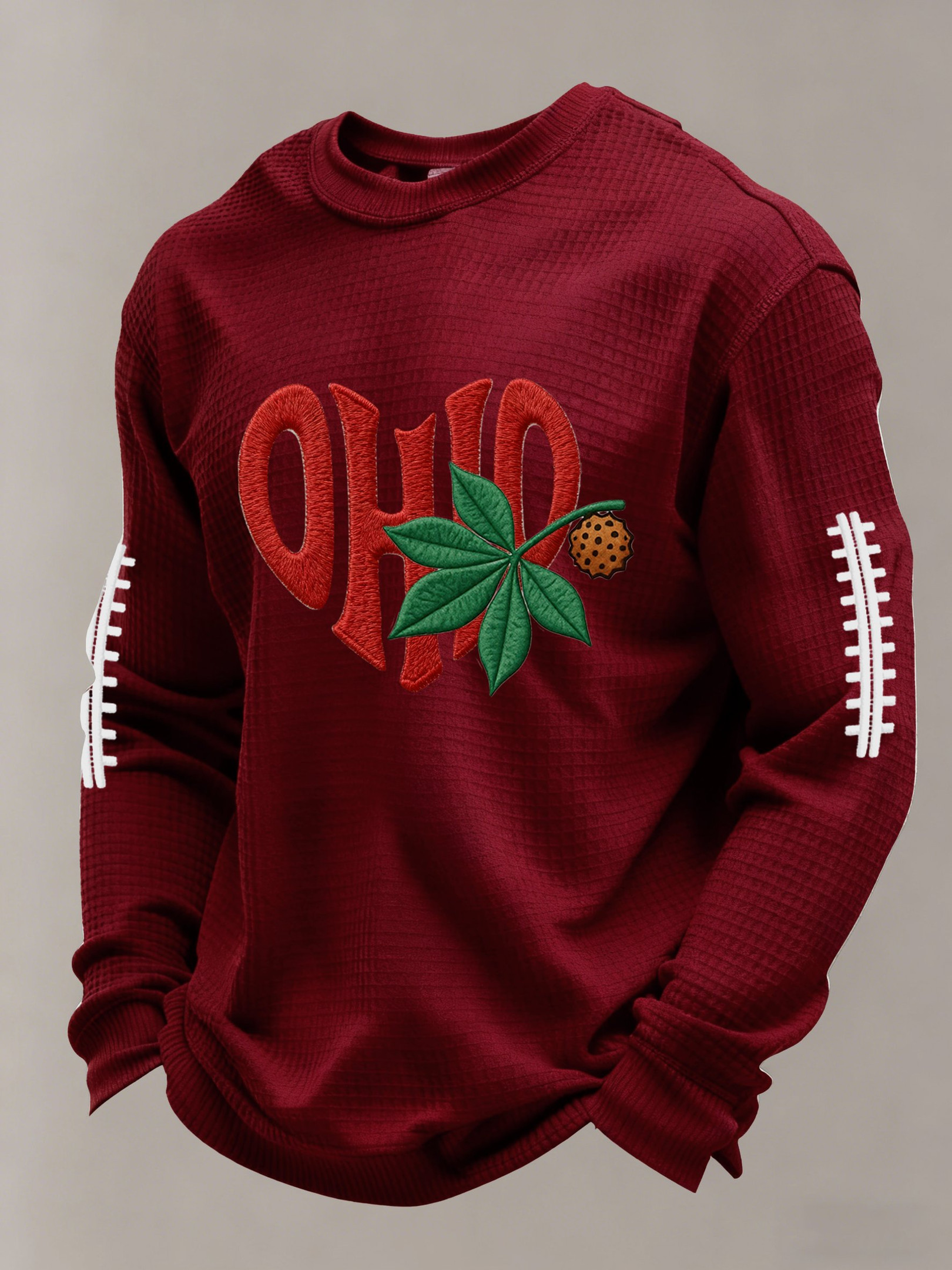 Ohio State Buckeyes Merch Sweatshirt Buckeye Leaves Pattern Football Clothing Gifts
