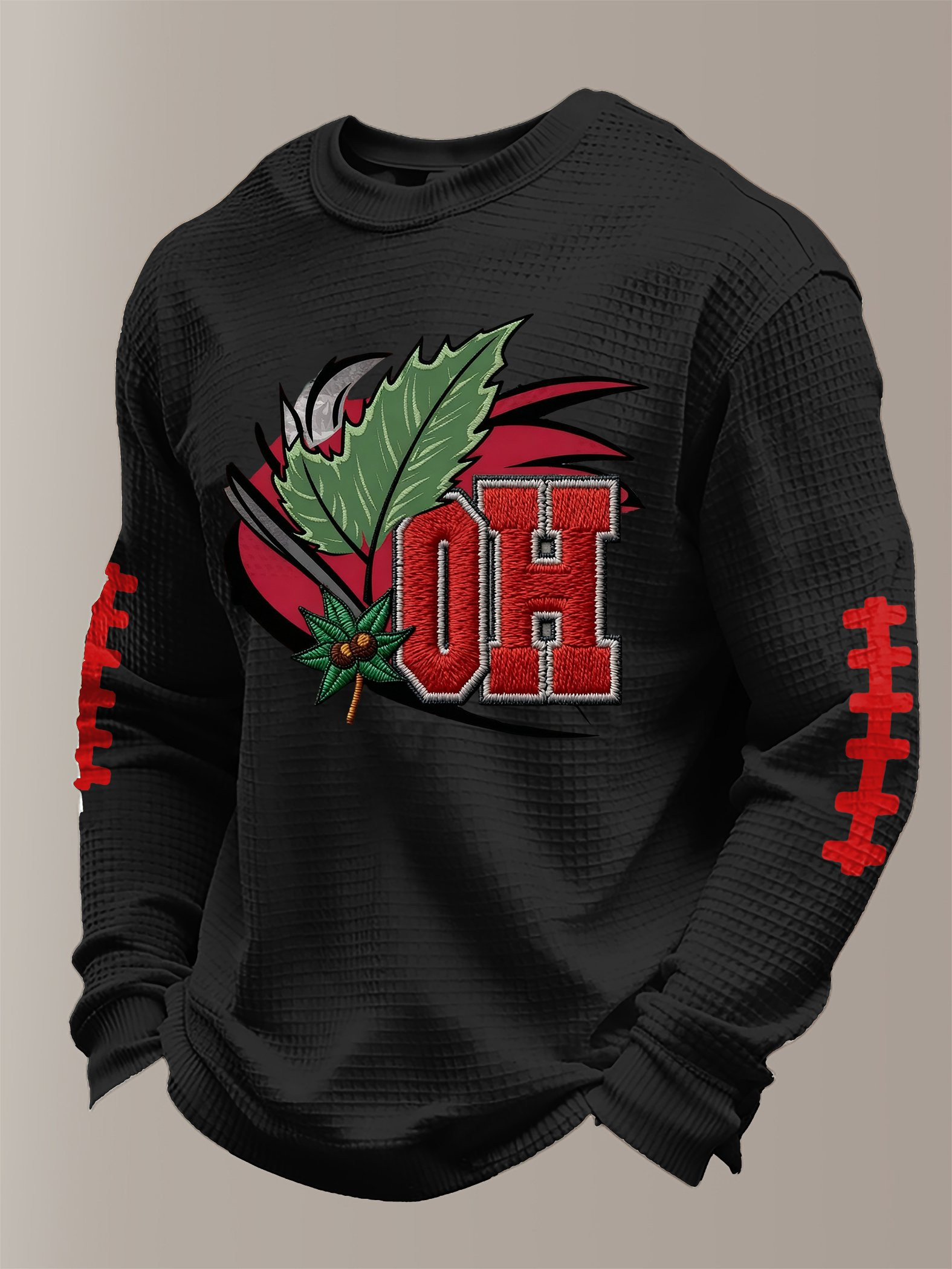 Ohio State Buckeyes Merch Sweatshirt Buckeye Leaves Pattern Football Clothing Gifts For Men