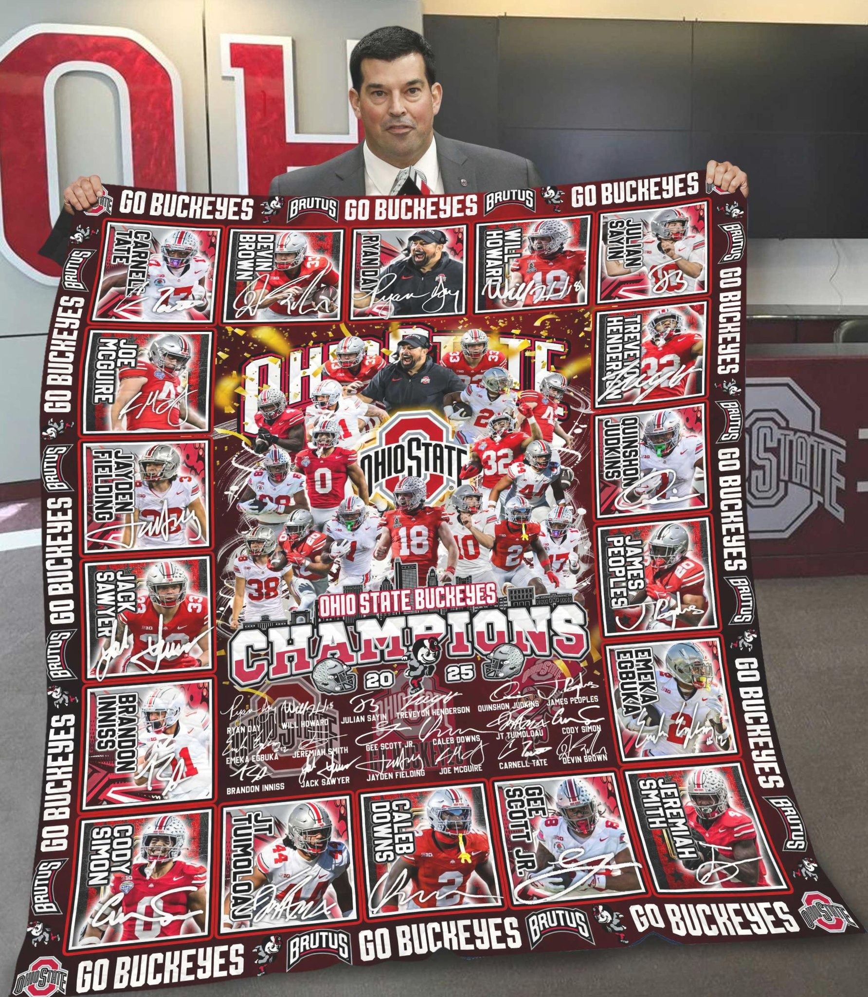 Ohio State Buckeyes National Champions Fleece Blanket Ohio State Championship Merch Gifts