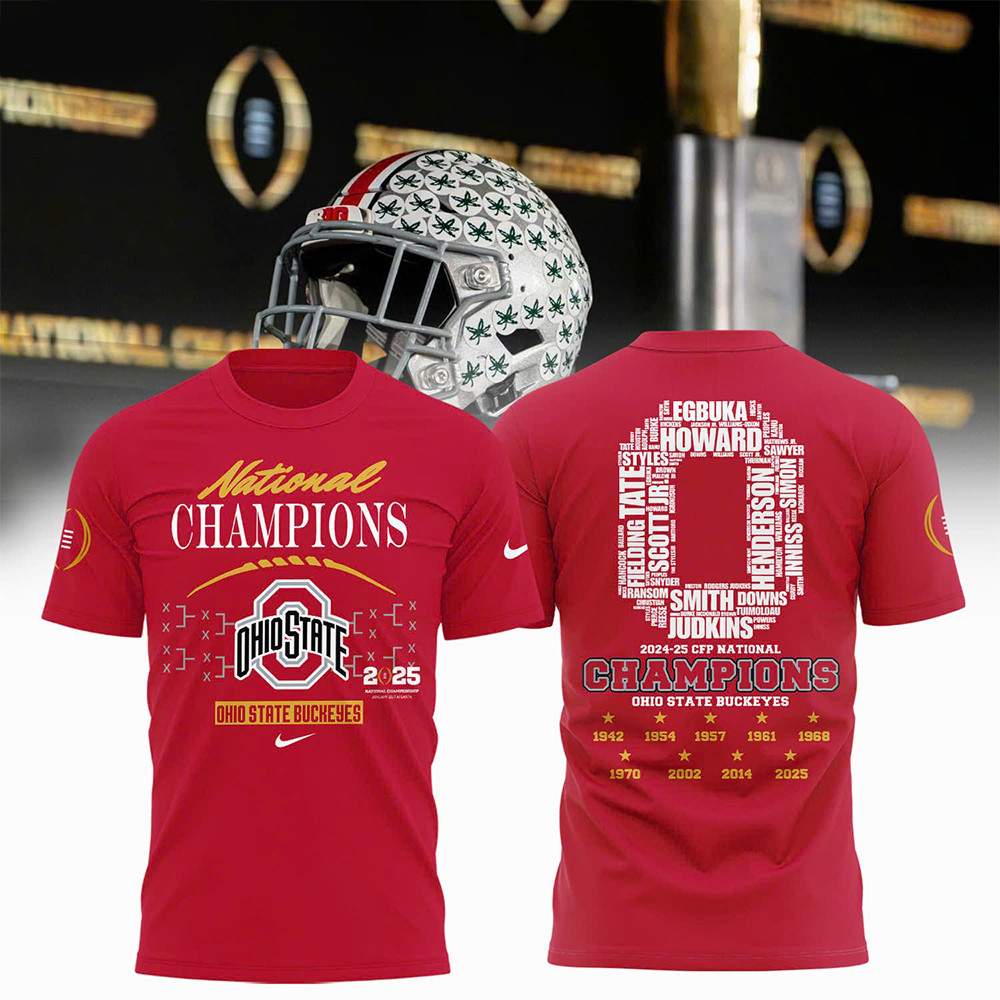 Ohio State Buckeyes National Champions T-Shirt 2025 Go Buckeyes Championship Merch Apparel