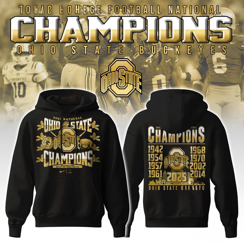 Ohio State Buckeyes NCAA National Champions Golden Hoodie Gifts For Football Lover