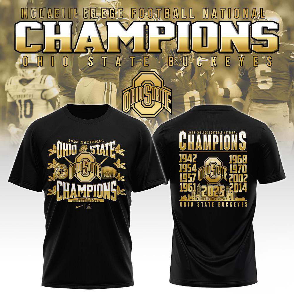 Ohio State Buckeyes NCAA National Champions Golden Shirt Gifts For Football Fans