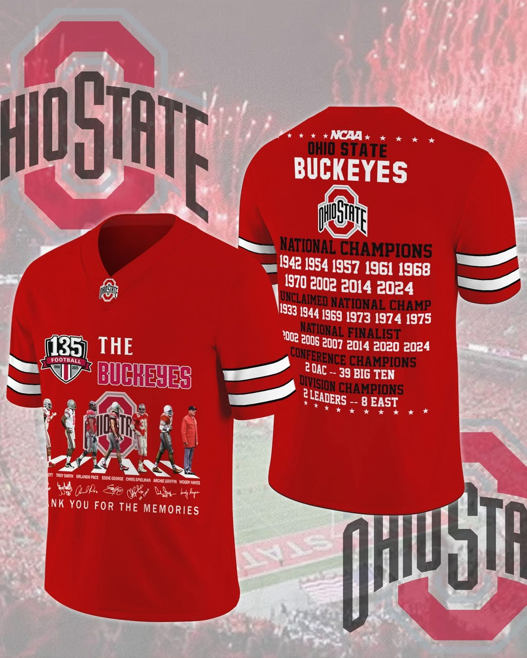 Ohio State Buckeyes NCAA National Champions Jersey Thank You For The Memories Special Gift For Football Supporters