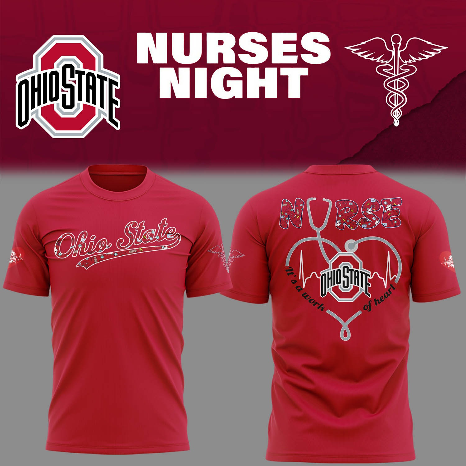 Ohio State Buckeyes Nurse Night T-Shirt Gifts For Baseball Fans