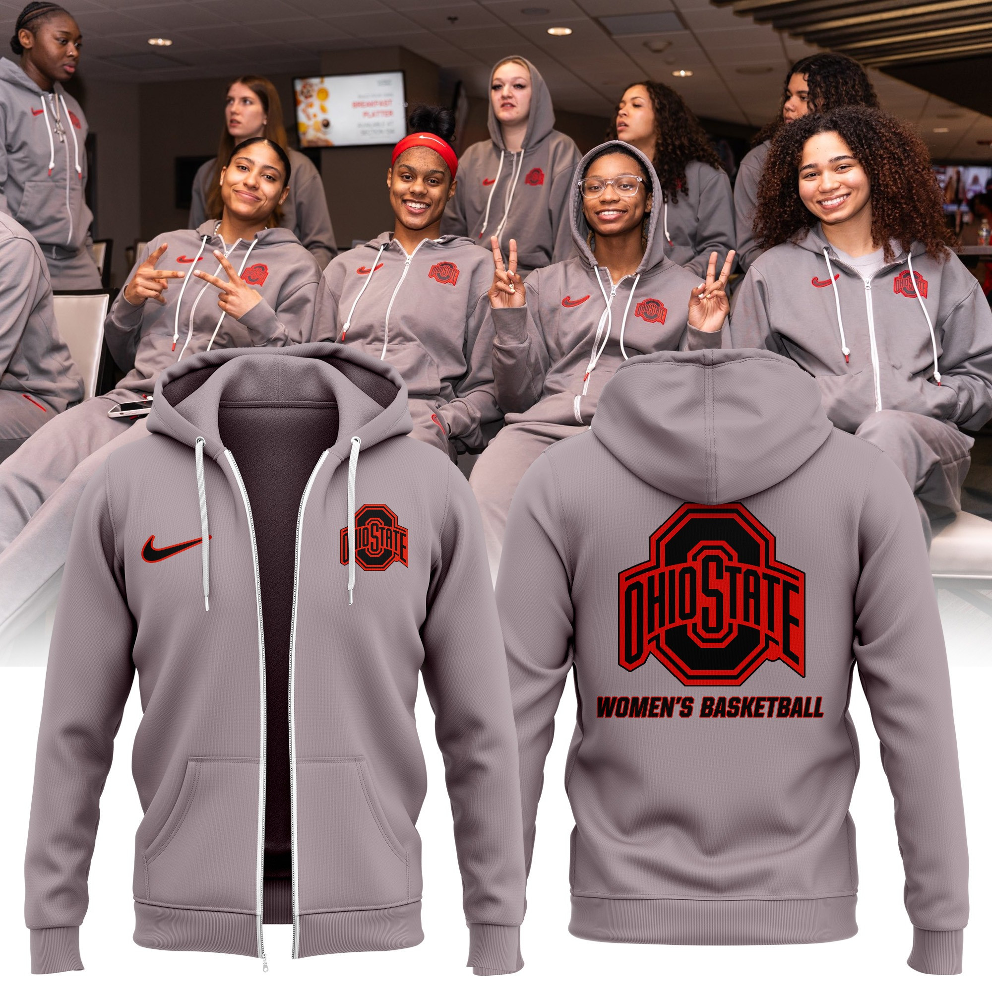 Ohio State Buckeyes Women's Basketball Zip Up Hoodie Fan Merch Gift Ideas