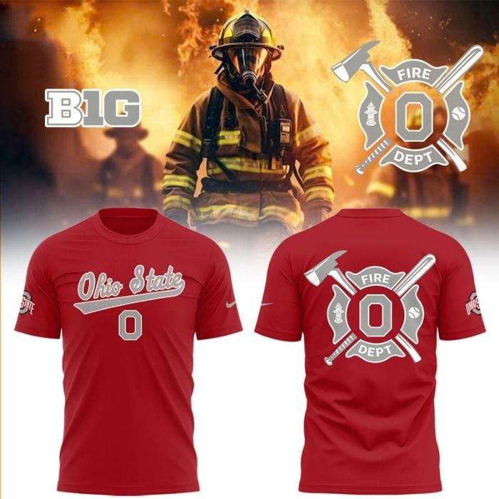 Ohio State Buckeyes x Firefighter T-Shirt Gifts For Football Fan