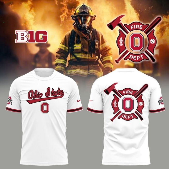 Ohio State Buckeyes x Firefighter T-Shirt Gifts For Football Fan