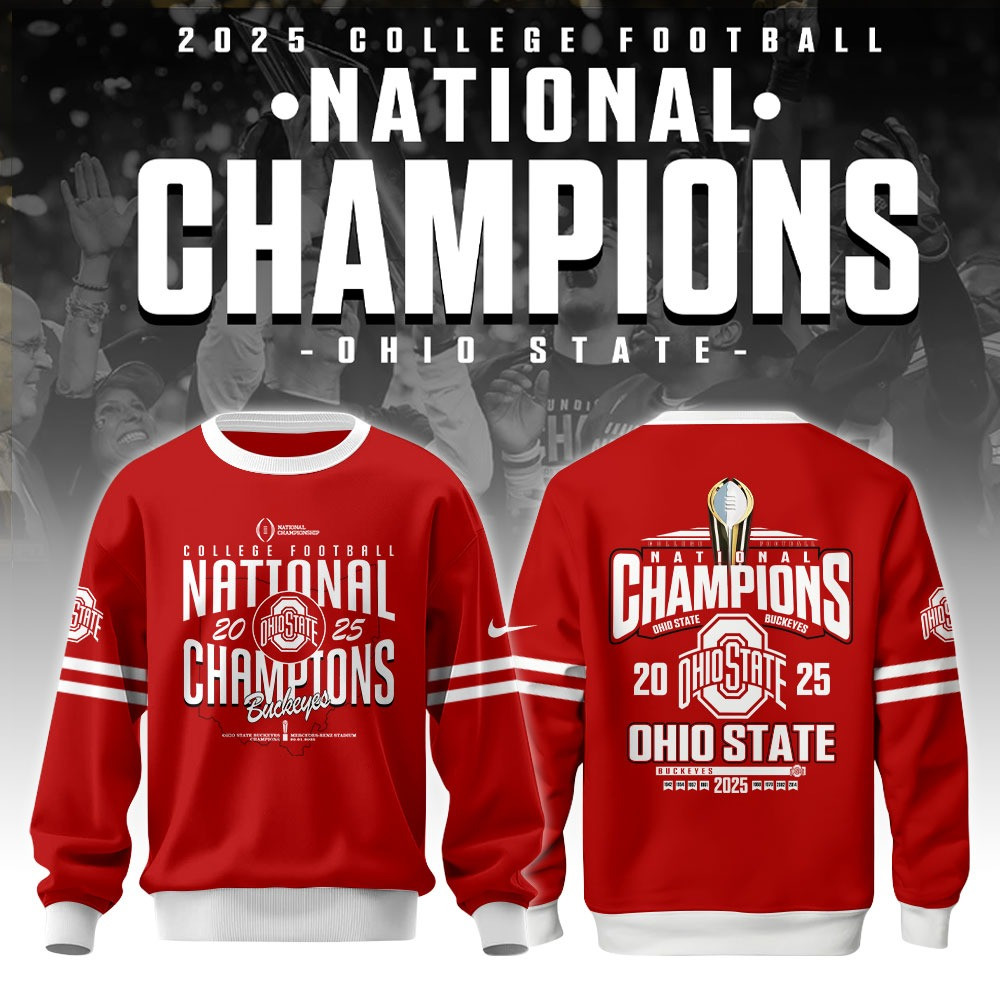 Ohio State Championship Sweatshirt Ohio State Buckeyes NCAA National Champions 2025 Merch