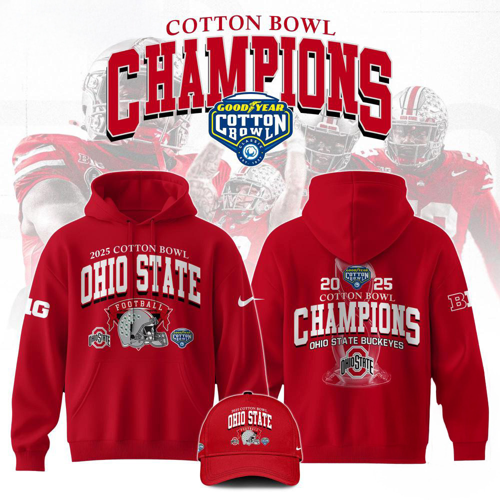 Ohio State Football Cotton Bowl Champions 2025 Red Hoodie Gifts For Football Lovers