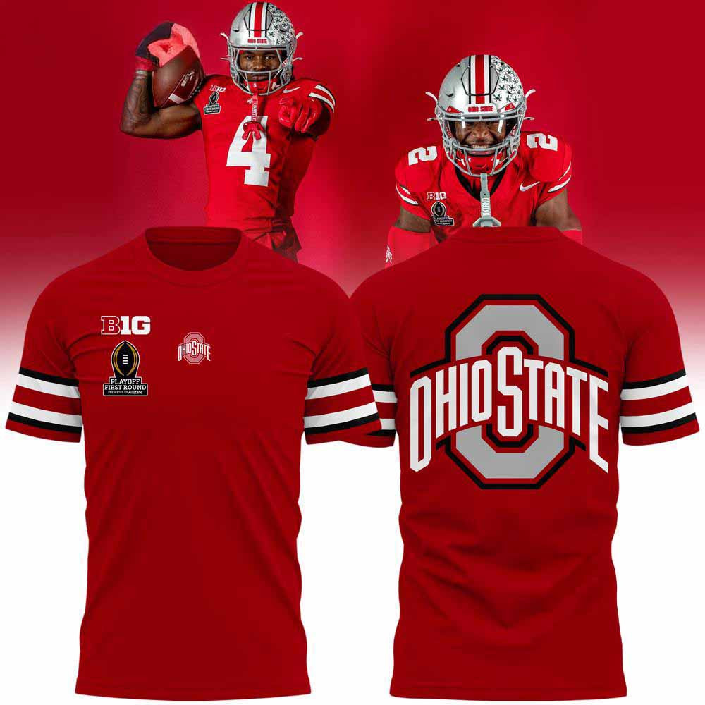 Ohio State Football Playoff First Round Scarlet 2024 Shirt Unique Gifts For Football Fans