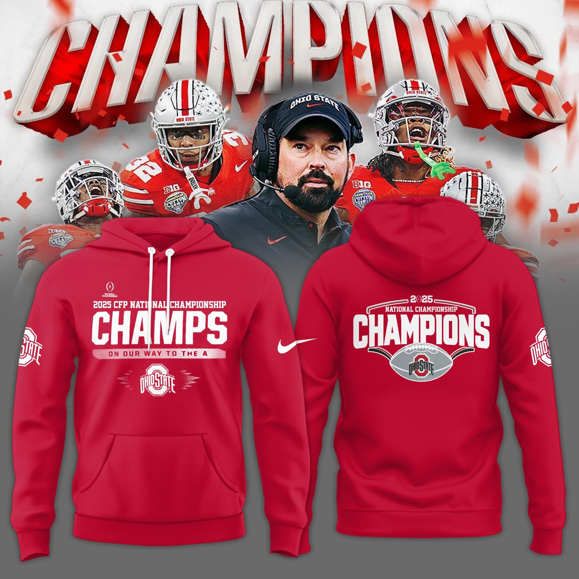 Ohio State National Championship Hoodie 2025 Football Buckeyes Merch Gifts For Fans
