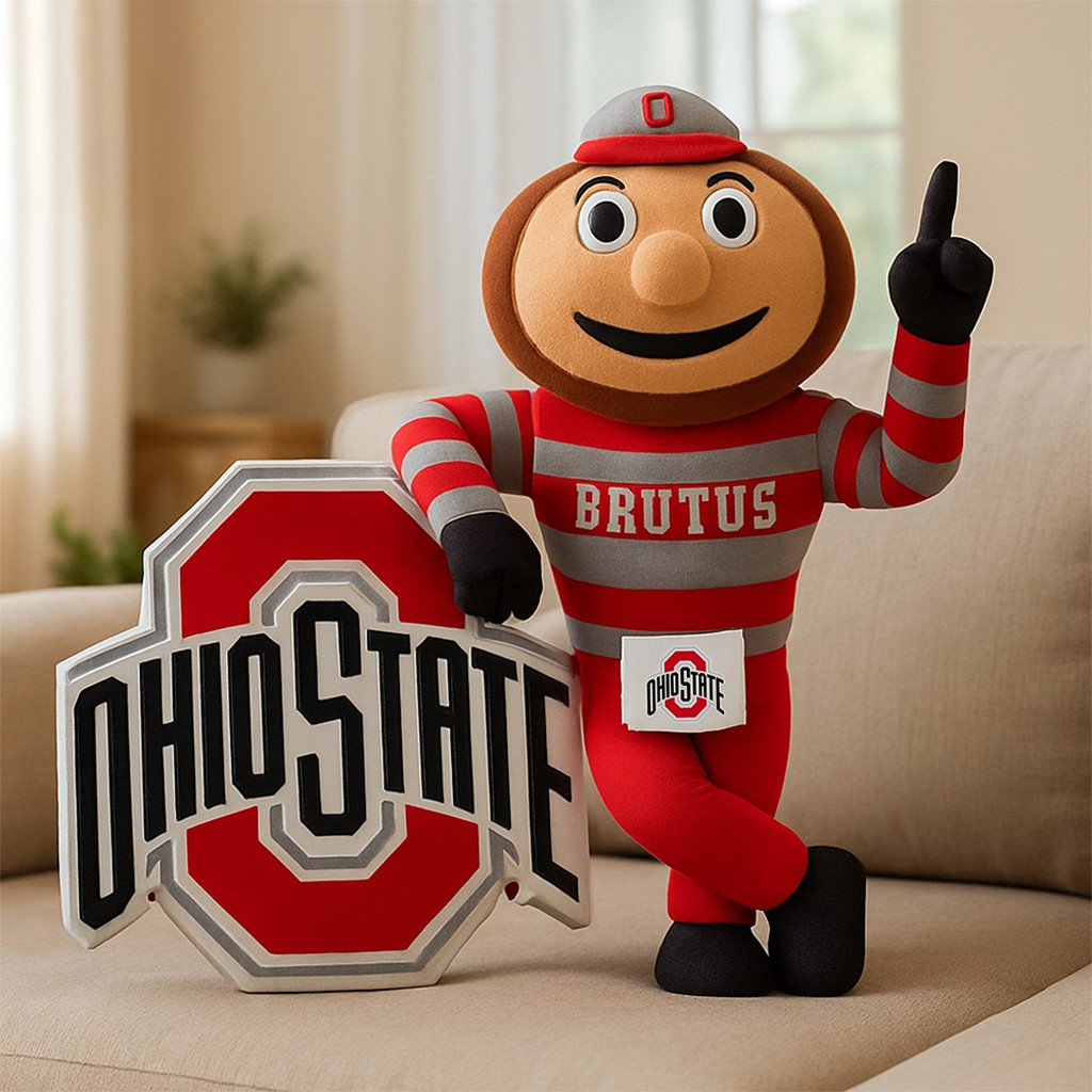 Ohio State Sports Mascot Brutus Buckeye Plush Pillow Home Decorations Gifts For Brothers