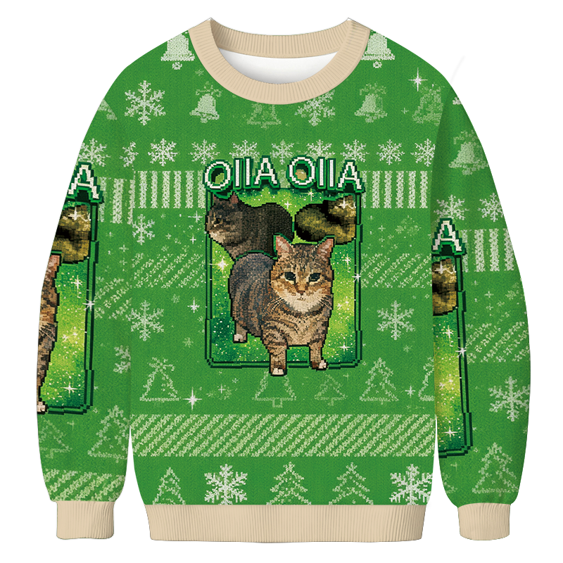 Oiia Cat Funny Meme Christmas Ugly Sweatshirt Christmas Cozy Winter Wear Gift Ideas