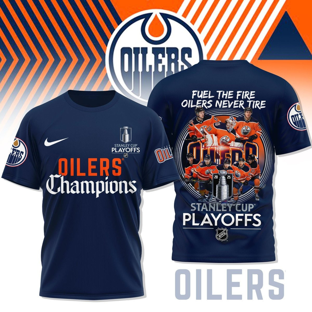 Oilers Championss Stanley Cup Playoffs 2025 T-Shirt Great Gifts For Hockey Fans