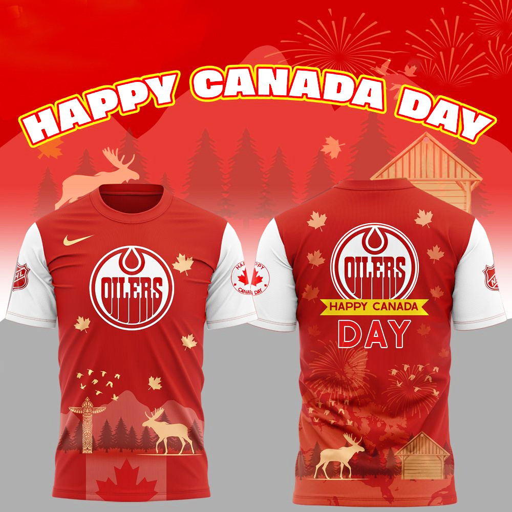 Oilers x Happy Canada Day 2025 T-Shirt Gifts For People Who Like