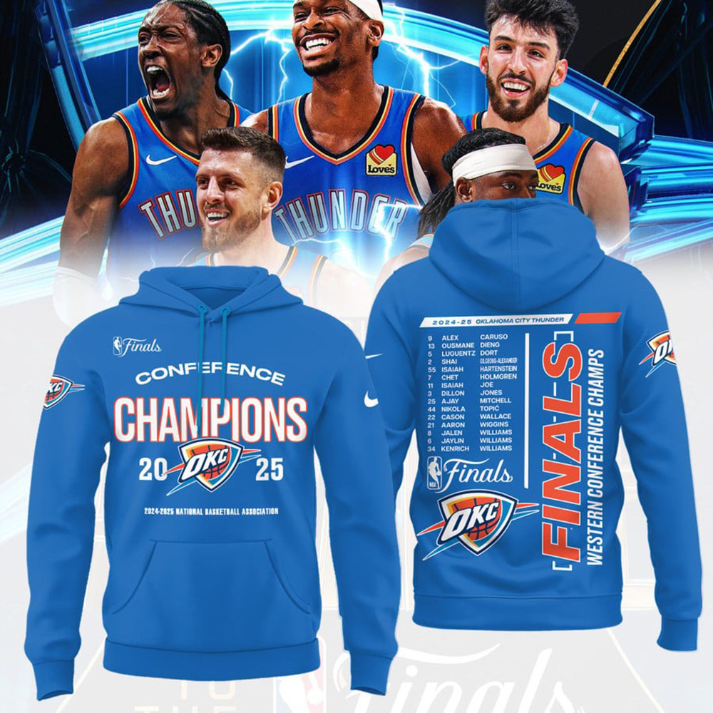 OKC City Thunder 2025 Western Conference Champions Hoodie NBA Finals Merch Basketball Gifts